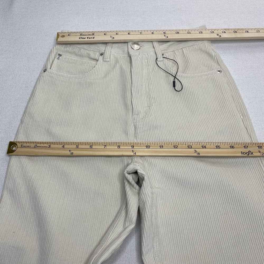 AMI PARIS Alexandre Mattiussi Women's Size XS Flare Leg Corduroy Trousers Ivory - Picture 8 of 14